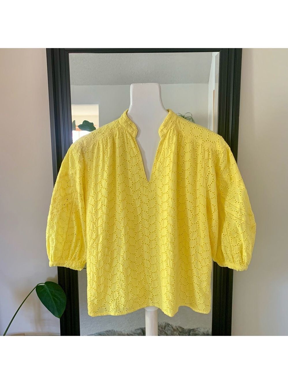 DRAPER JAMES Yellow Eyelet Shirt